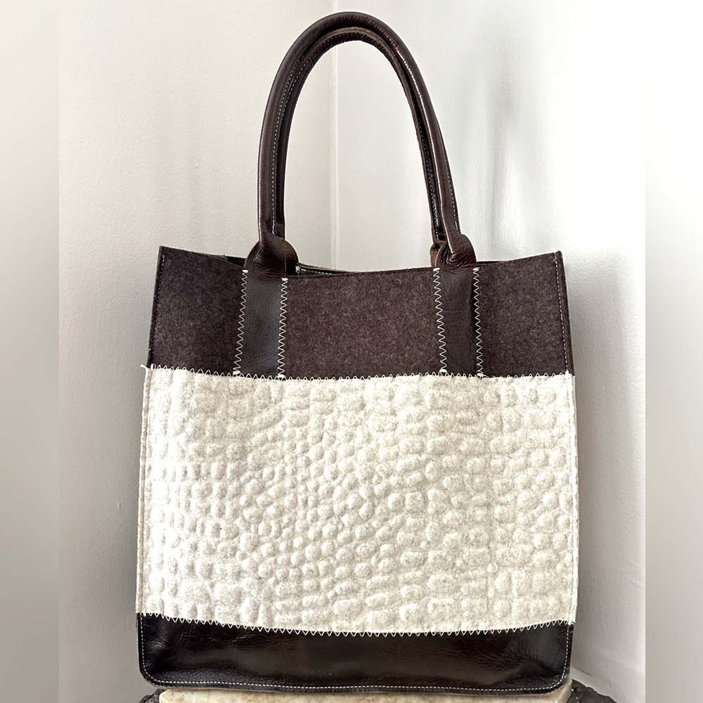 Elegant Two-Tone Tote Bag